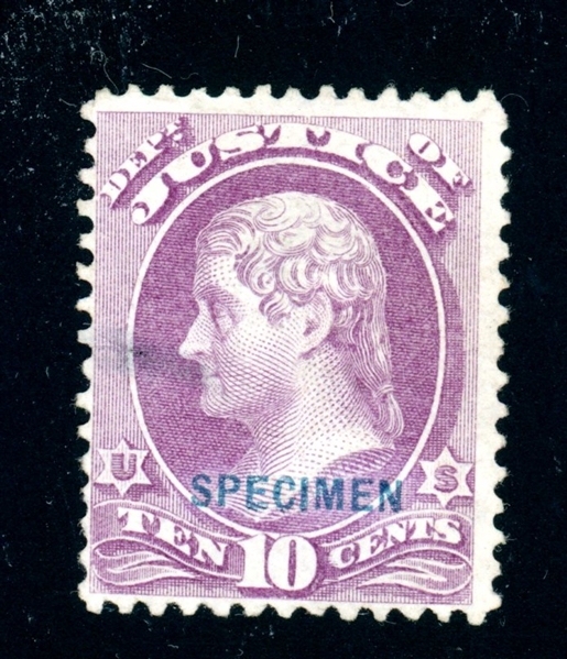 USA Scott O29S MNG 10¢ Jefferson with SPECIMEN Overprint, Thin (SCV $1250)