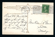 USA Scott 357 1¢ Blue Paper Used on Post Card with 2024 Crowe Cert (SCV $185)