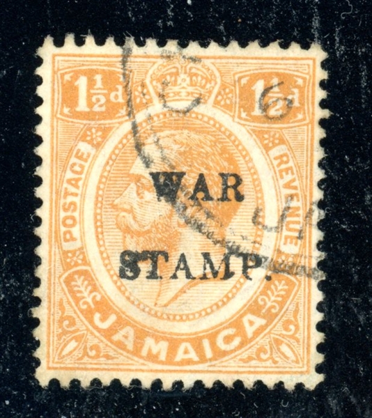 Jamaica Scott MR5c Used Fine, War Stamp Variety (SCV $450)