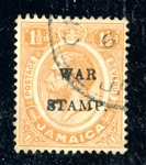 Jamaica Scott MR5c Used Fine, War Stamp Variety (SCV $450)