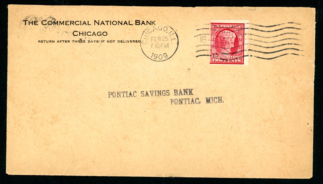 USA Scott 368 Schermack Type III on Cover, 1909 (SCV $210)