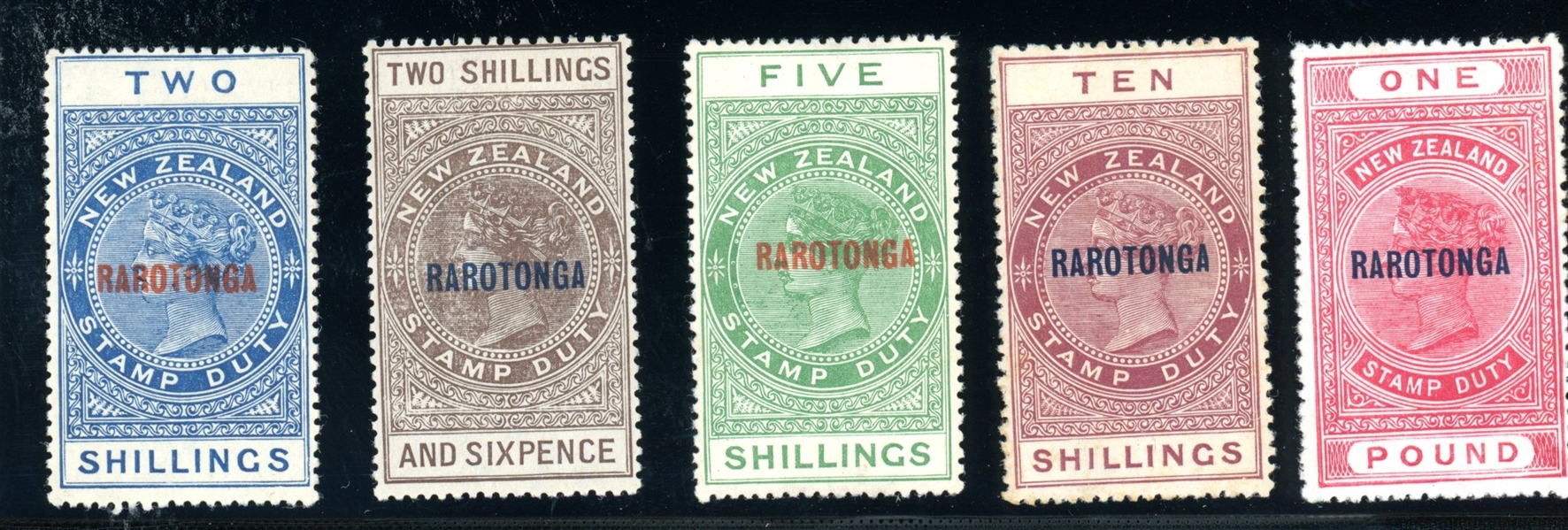 Cook Islands Scott 67-71 Unused Complete Set, 1921 Overprints (SCV $327.50)