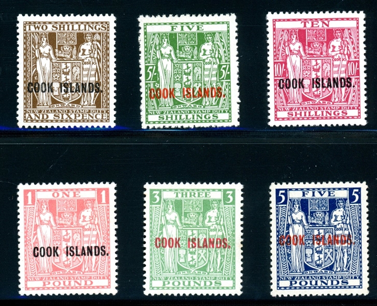 Cook Islands Scott 103-108 Unused Complete Set, 1932-6 Overprints (SCV $1070)