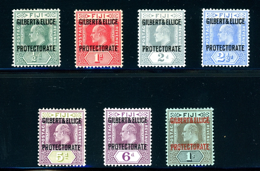 Gilbert and Ellice Islands Scott 1-7 MH Complete Set, 1911 Overprints (SCV $221)