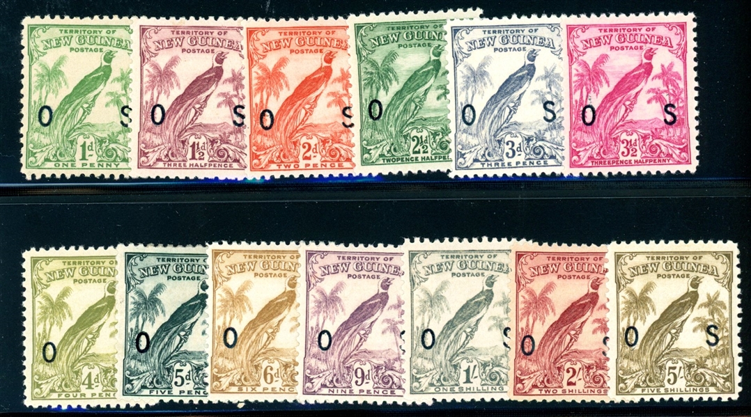 New Guinea Scott O23-O35 MH Complete Set, 1932-4 Officials (SCV $356) 