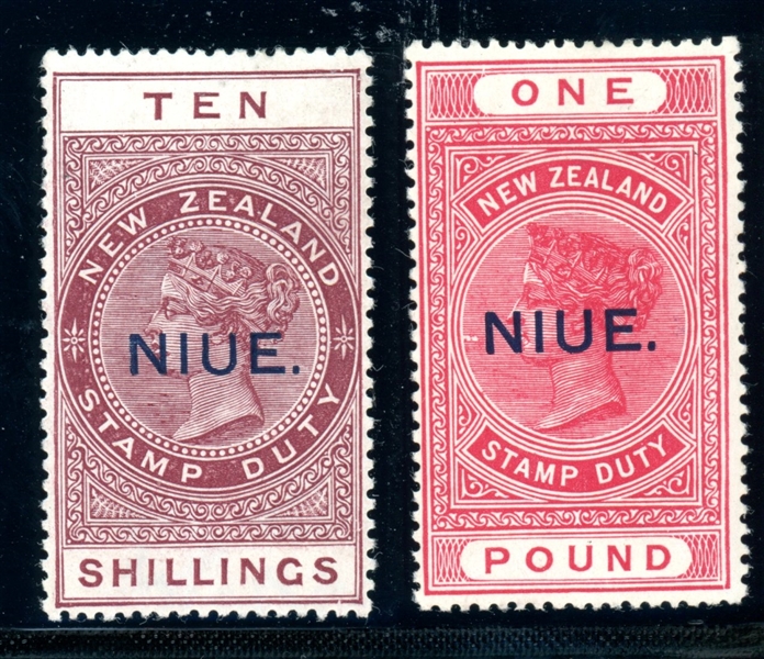 Niue Scott 33a-34a Unused High Values, 1918-23 Overprints (SCV $265)