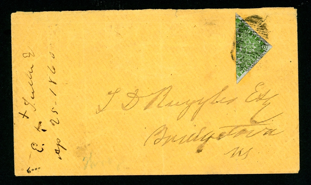 Nova Scotia Scott 4a on Cover - 6p Bisect, 1860 (SCV $4000)