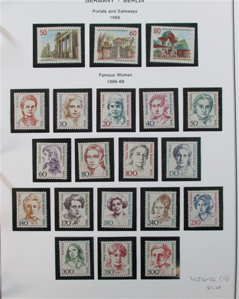 Berlin Collection on Homemade Pages to 1990 with First Days (Est $250-300)