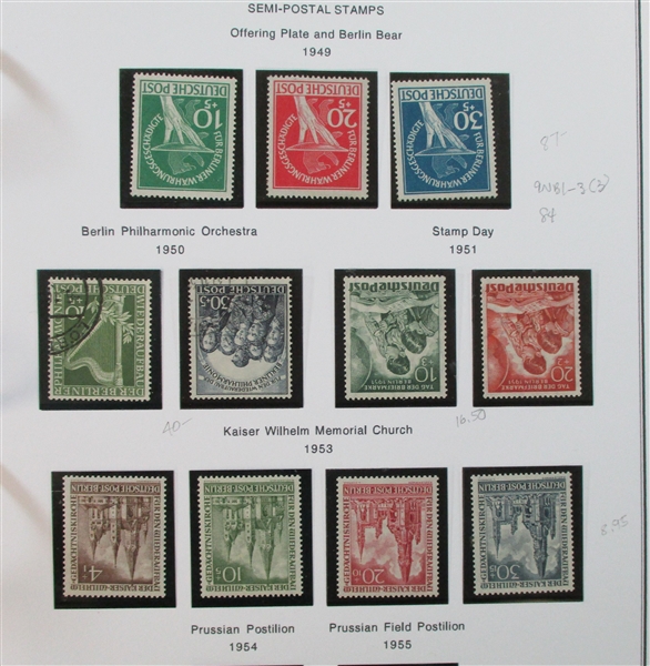 Berlin Collection on Homemade Pages to 1990 with First Days (Est $250-300)