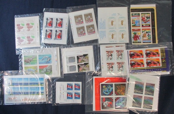 Canada Postage Lot, Matching Plate Blocks in Packages (Face $411)