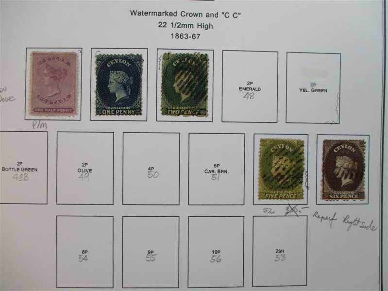 Ceylon/Sri Lanka Collection on Homemade Pages to 1994 (Est $150-250)