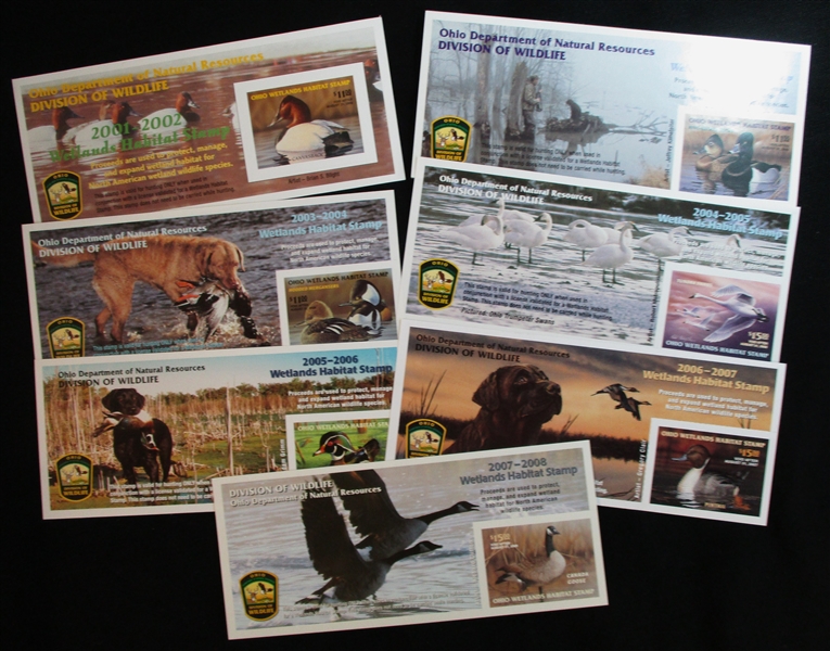 Ohio State Hunting Souvenir Sheets, MNH, 12 Different (SCV $317)