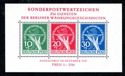 Germany - Berlin Scott 9NB3a MNH F-VF, 1949 Berlin Bear Sheet (SCV $975)