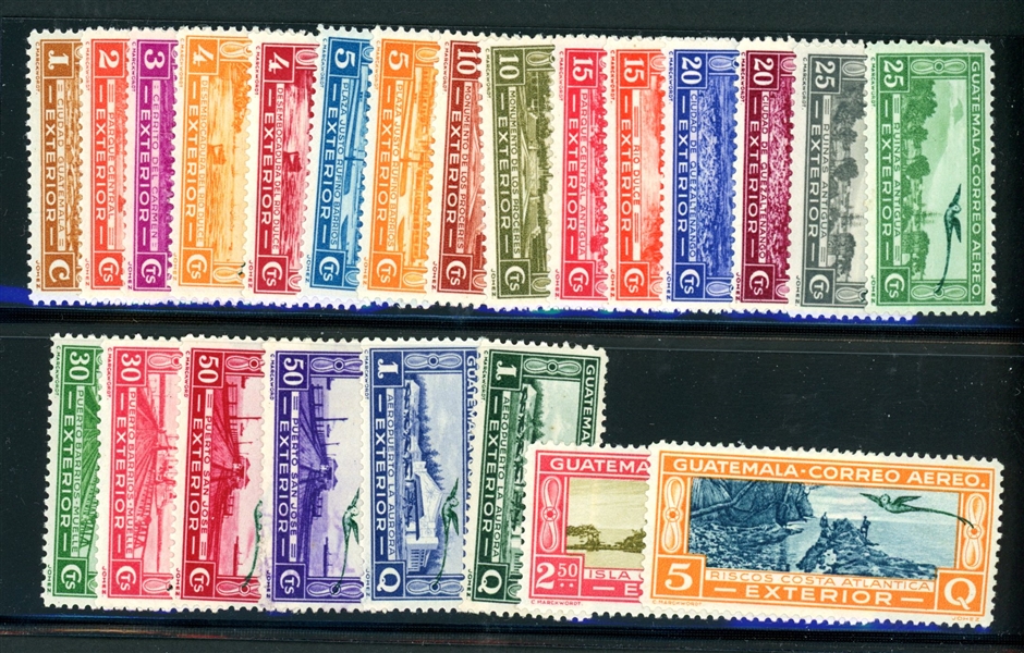 Guatemala Scott C47-C69 MH Complete Set, Quetzel Overprints (SCV $175)