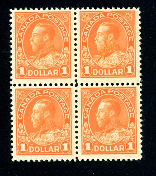 Canada Scott 122 MNH Block/4, F-VF, $1 Admiral (SCV $860)