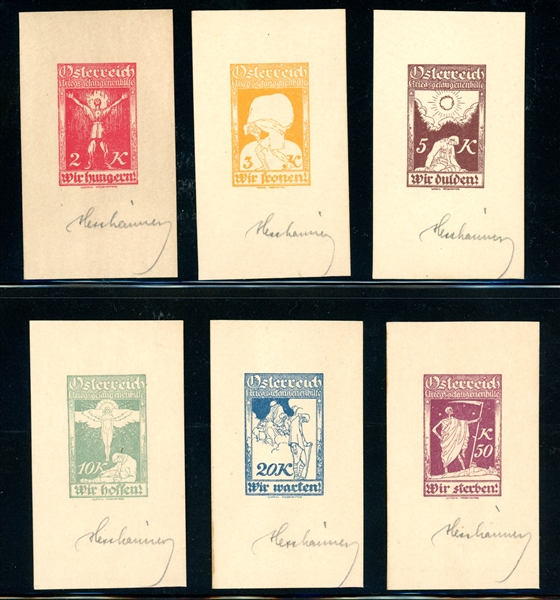 Austria 1919 Essays, Unissued Set of 6, Signed (Est $100-150)