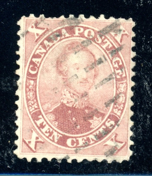 Canada Scott 17 Used F-VF, 1859 10¢ Prince Albert (SCV $175)