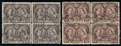 Canada Scott 56-57 Used Blocks/4, 8¢ and 10¢ Jubilees (SCV $760)