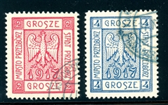 Poland-Przedborz 1917 Locals Michel 1A-2A Used VF, Experitized (€240)