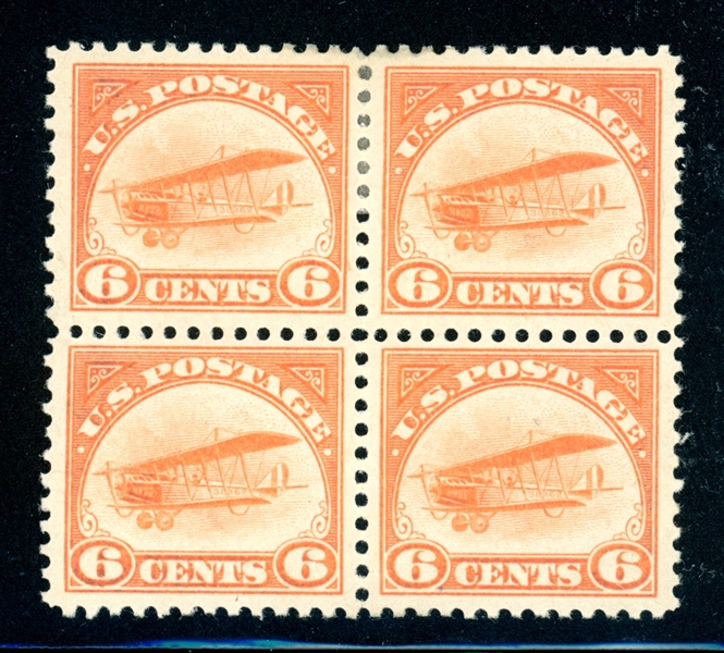 USA Scott C1 Mint Block/4 F-VF, 1918 6¢ Jenny (SCV $330)