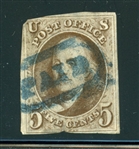 USA Scott 1 Used Faults with Framed PAID Cancel (SCV $475)