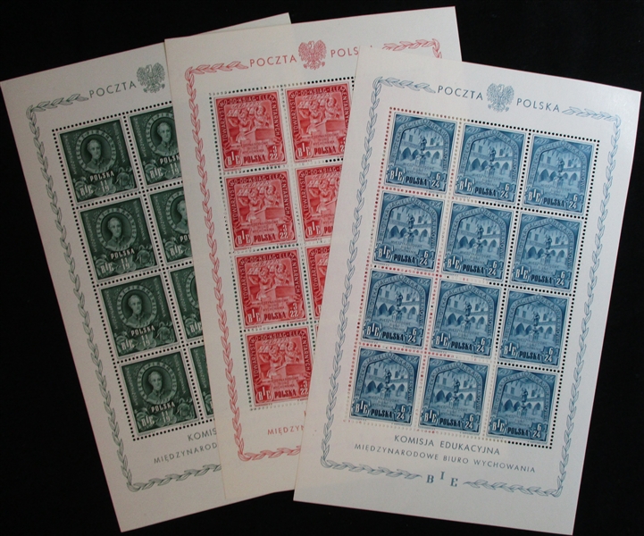 Poland Scott B49-B49B MNH Full Sheets of 12, 1946 Education (SCV $1140)