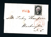 USA Scott 9X1 Used 5¢ Postmaster Provisional on 1846 Cover, 2023 Crowe Cert (SCV $550)