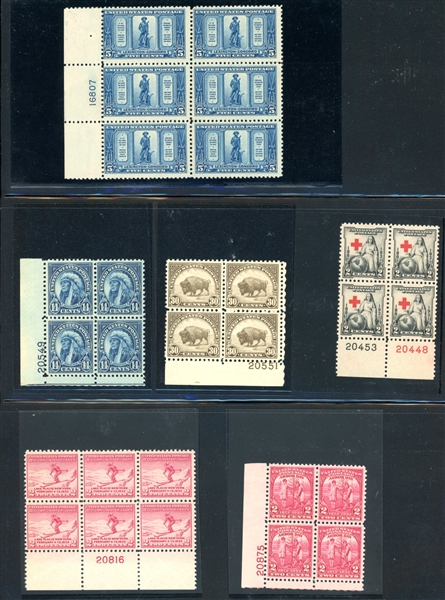 USA Mint Plate Block Group, 1920-30's (SCV $490)