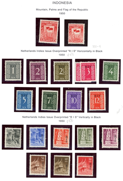 Indonesia Early Mint Complete Sets with Riau Archipelago (SCV $1685)