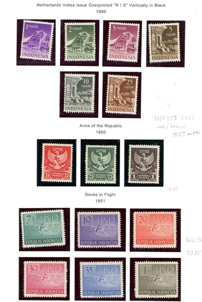 Indonesia Early Mint Complete Sets with Riau Archipelago (SCV $1685)