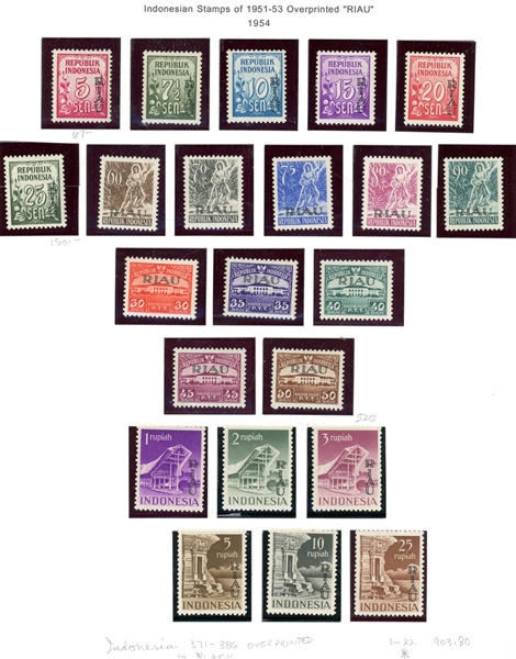 Indonesia Early Mint Complete Sets with Riau Archipelago (SCV $1685)