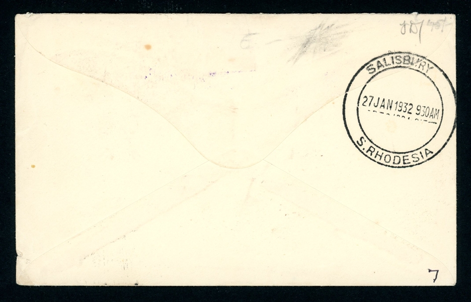 Nyasaland 1932 First Official Air Mail Cover (Est $75-100)