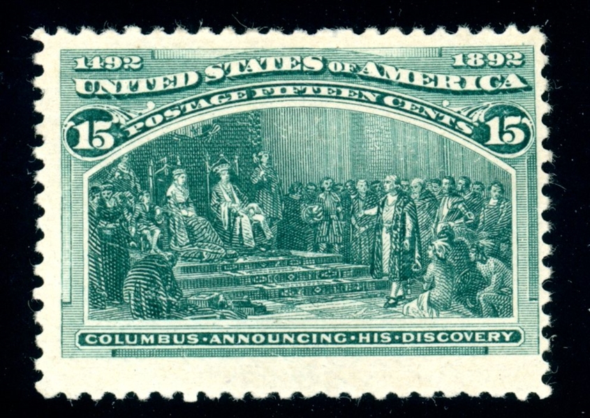 USA Scott 238 MH Fine+, 15¢ Columbian (SCV $200)