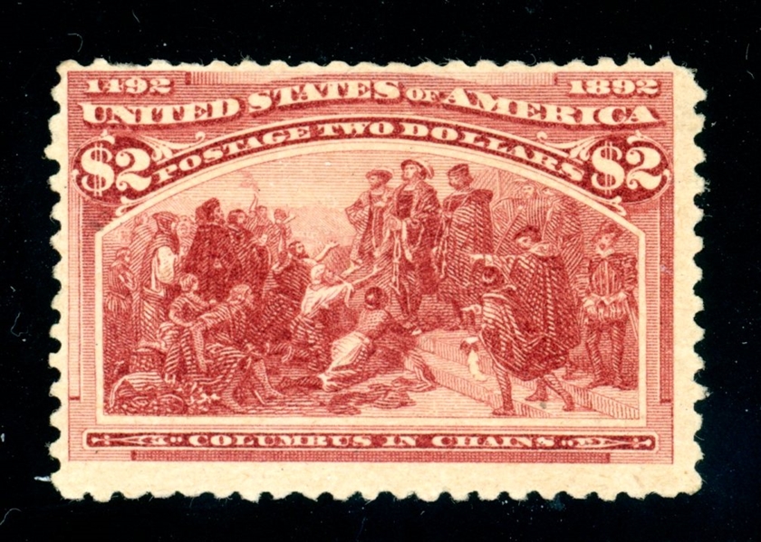 USA Scott 242 Unused Fine, Flaws, $2 Columbian (SCV $550)