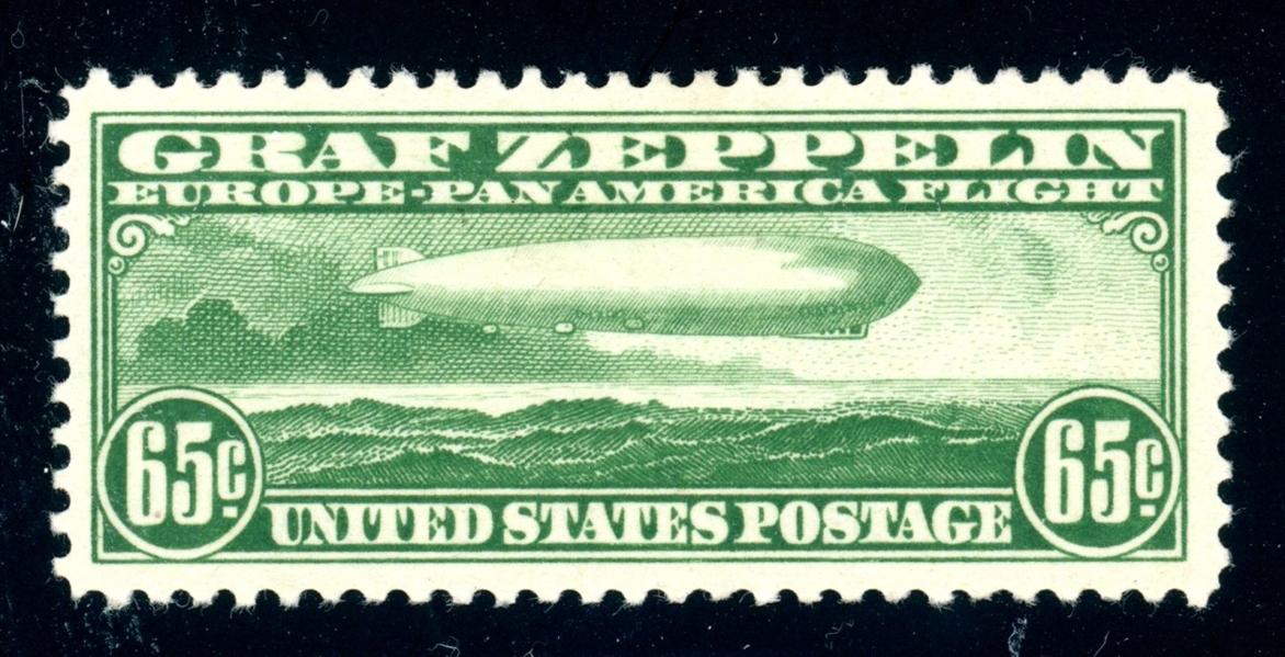 USA Scott C13 MH F-VF, 1930 65¢ Zeppelin (SCV $180)