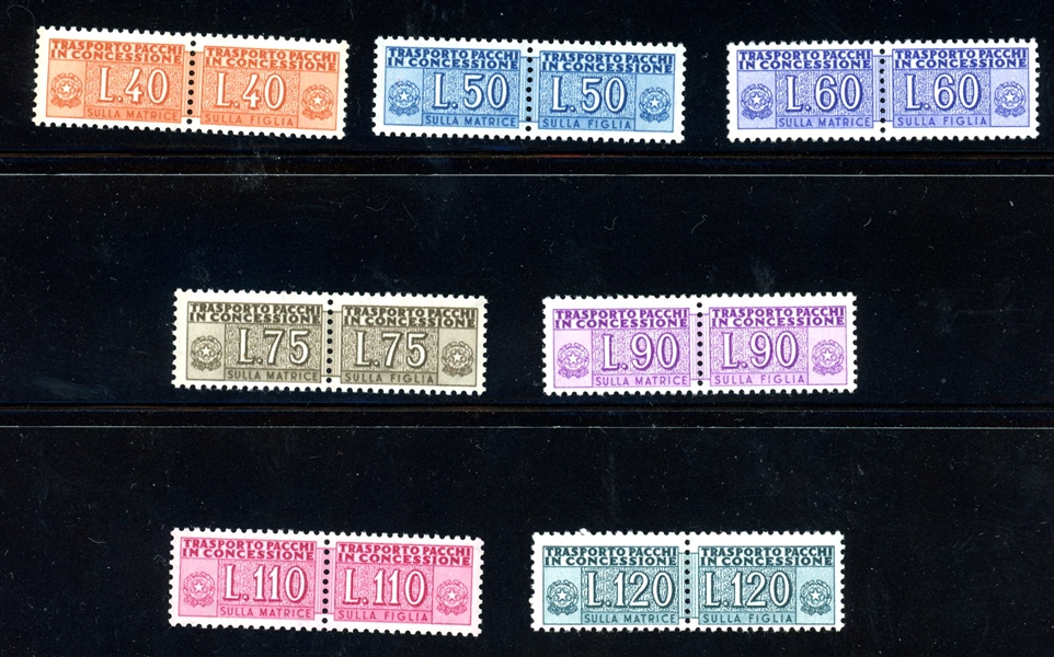 Italy Scott QY5-11 MNH Complete Set in Pairs, 1956-8 (SCV $662)