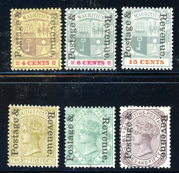 Mauritius Scott 118-123 MH Complete Set, 1902 Overprints (SCV $172)