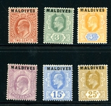 Maldive Islands Scott 1-6 MH/MHR Complete Set, 1906 Issues (SCV $259)