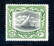 Zanzibar Scott 135 MH F-VF, 1913 20R Dhow (SCV $400)