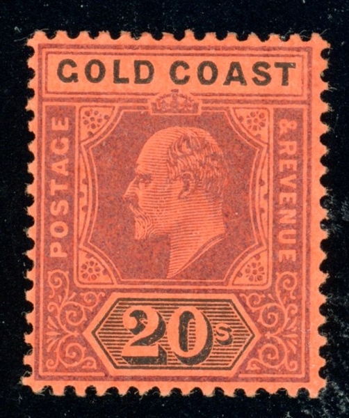 Gold Coast Scott 48 MLH Fine, 1902 20sh King Edward VII (SCV $200)