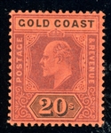 Gold Coast Scott 48 MLH Fine, 1902 20sh King Edward VII (SCV $200)