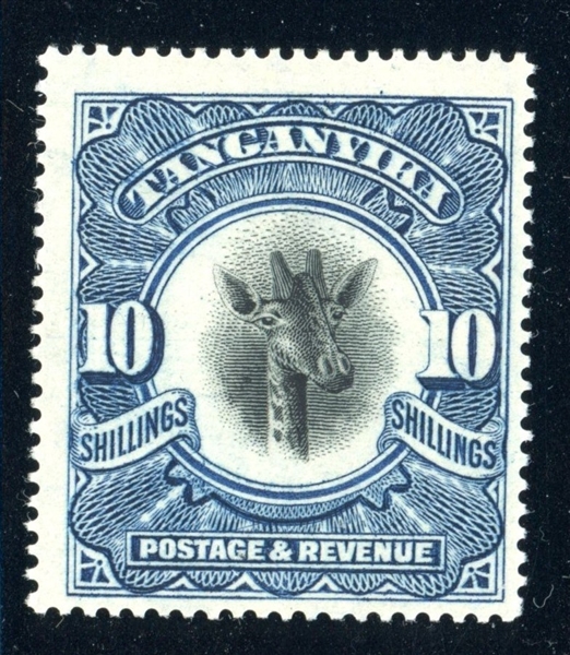 Tanganyika Scott 27a MH F-VF, 1922 10sh, Watermark Sideways (SCV $300)