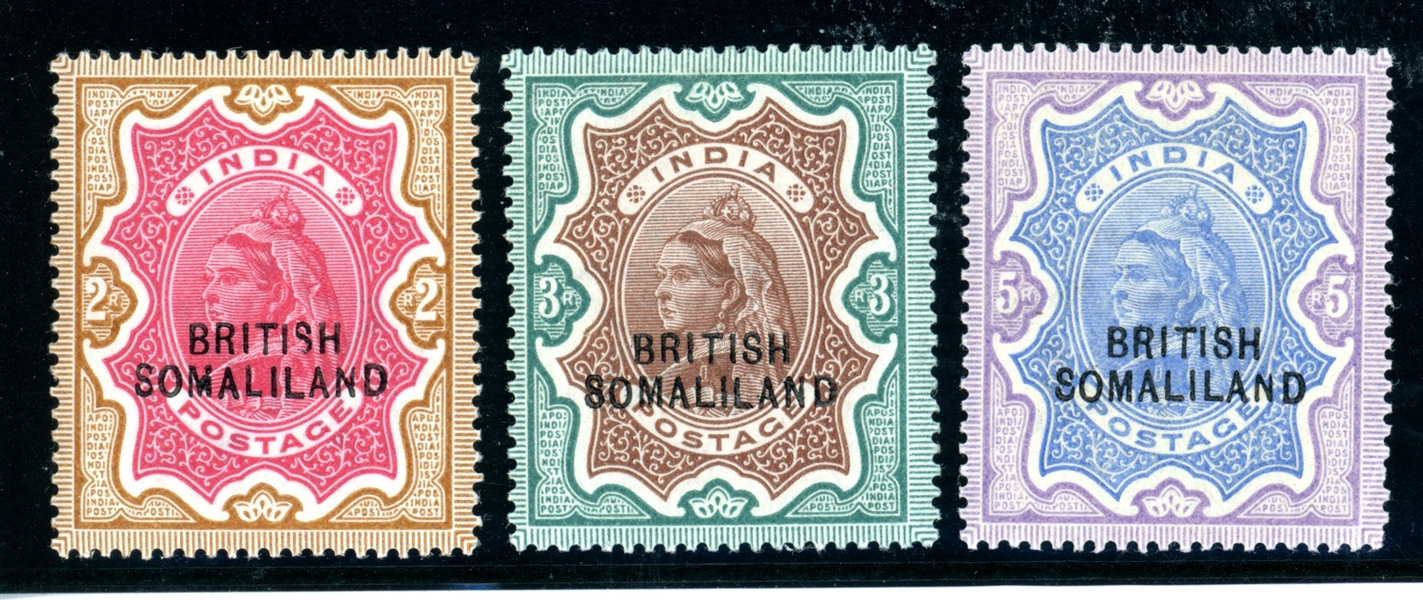 Somaliland Protectorate Scott 17-19 MH F-VF, 1903 Overprints (SCV $400)