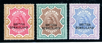 Somaliland Protectorate Scott 17-19 MH F-VF, 1903 Overprints (SCV $400)