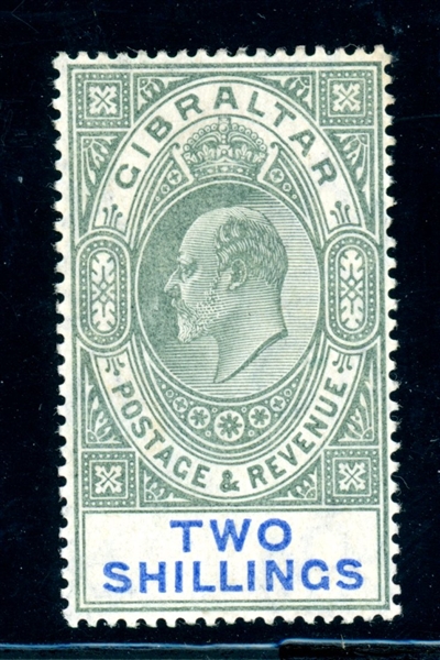 Gibraltar Scott 45 MLH F-VF, 1903 2sh KEVII (SCV $200)