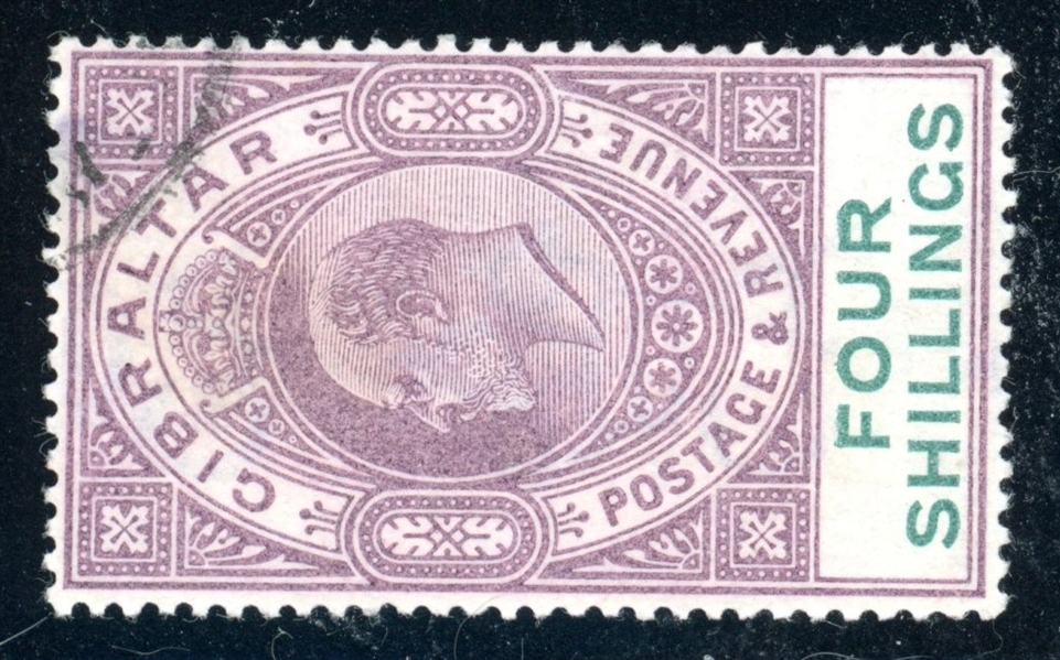 Gibraltar Scott 46 Used Fine+, 1903 4sh KEVII (SCV $250)