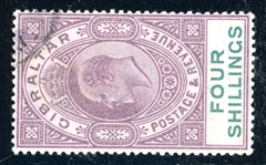 Gibraltar Scott 46 Used Fine+, 1903 4sh KEVII (SCV $250)