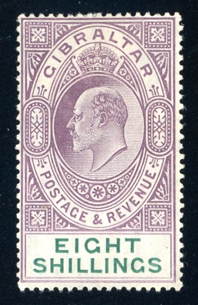 Gibraltar Scott 63 MHR Fine, 1911 8sh KEVII (SCV $250)