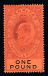 Gibraltar Scott 64 MHR VF, 1904 £1 KEVII High Value (SCV $650)