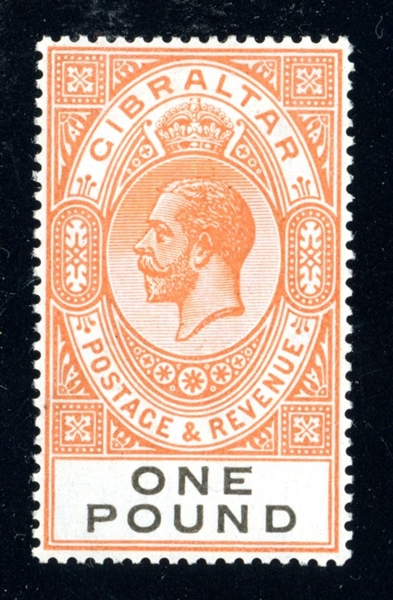 Gibraltar Scott 92  MH F-VF, 1924 £1 KGV Value (SCV $190)